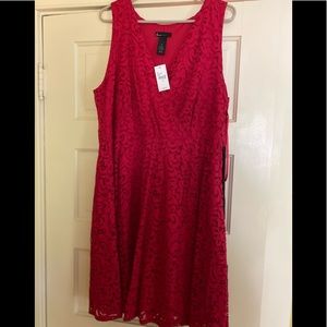 Size 20 Lane Bryant red, lace, knee-length cocktail dress. New with tags.